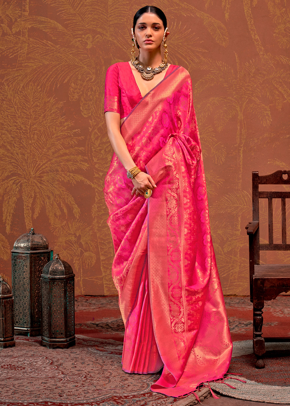 Shades Of Pink Handloom Woven Designer Silk Saree - qivii