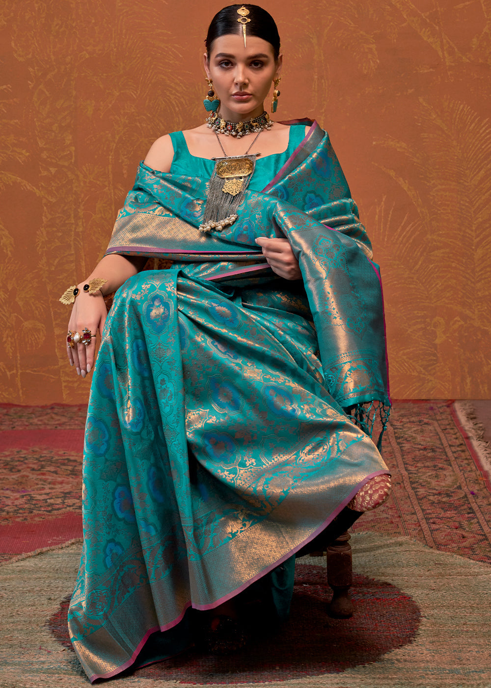 Shades Of Blue Handloom Woven Designer Silk Saree : Top Pick - qivii