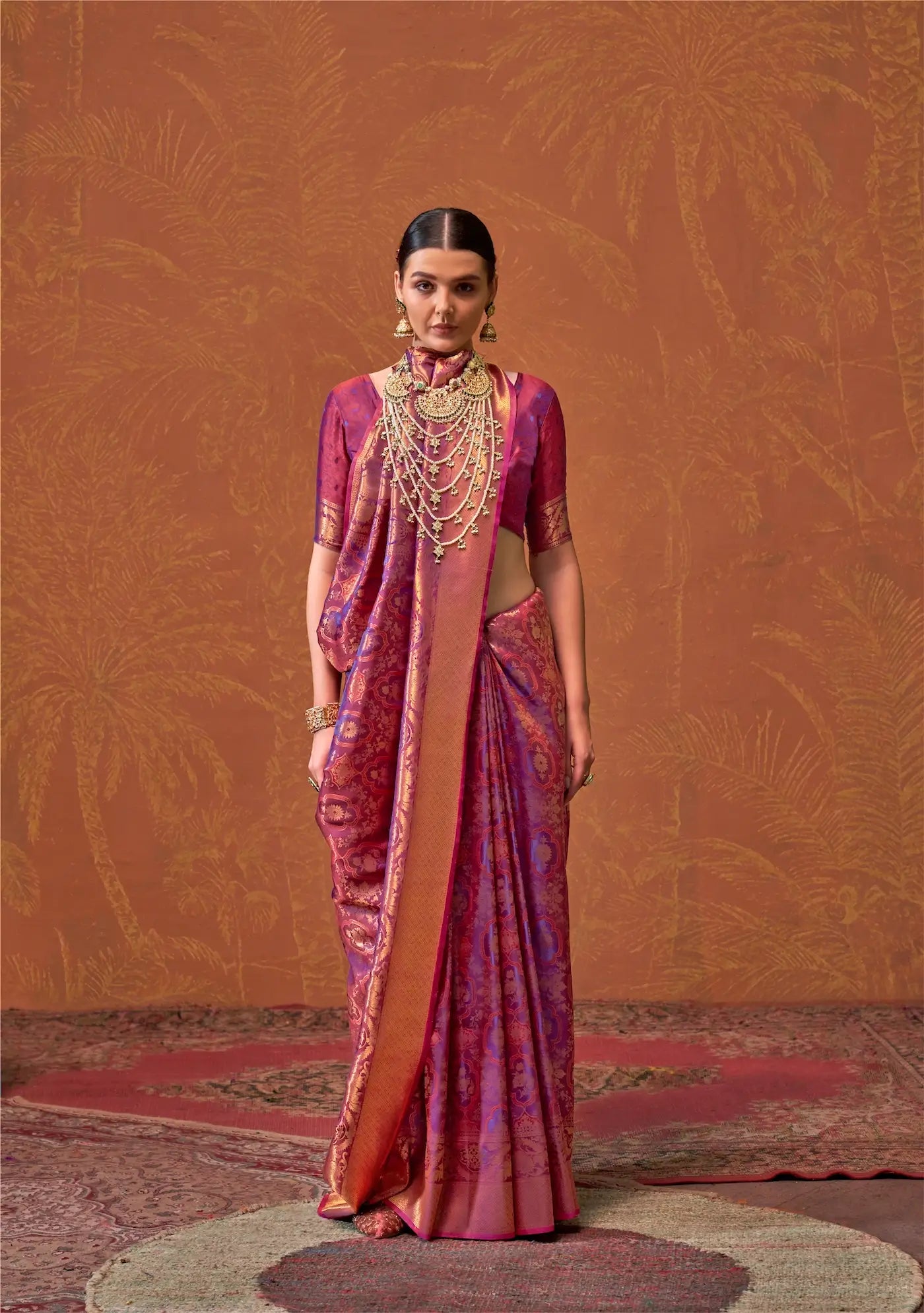 Mulberry Purple Handloom Weaving Saree
