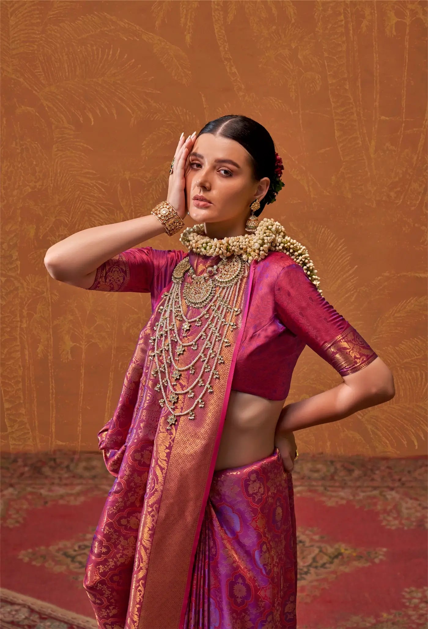 Mulberry Purple Handloom Weaving Saree