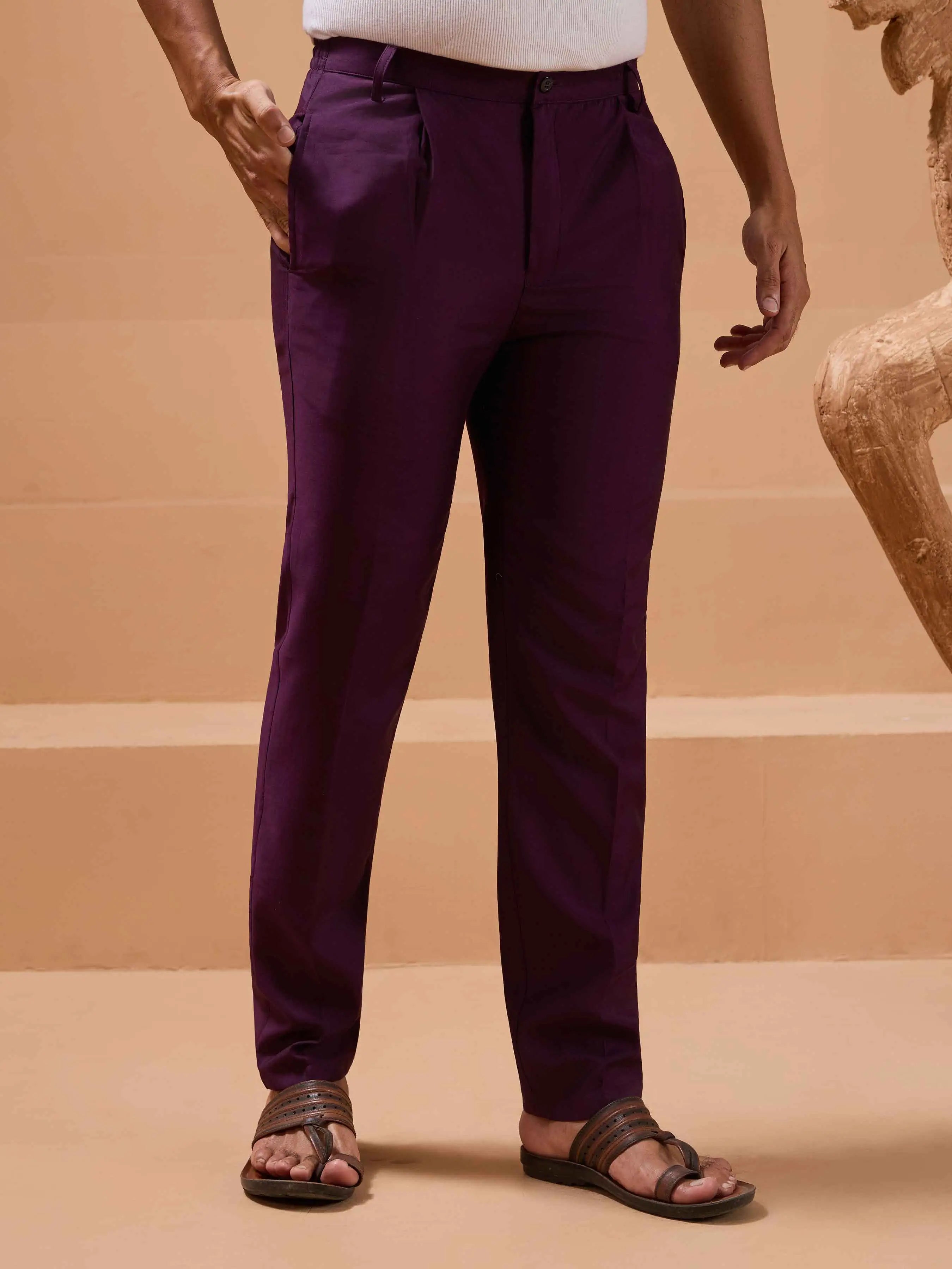 Plum Purple Kurta Set With Sequins Embroidery Jacket