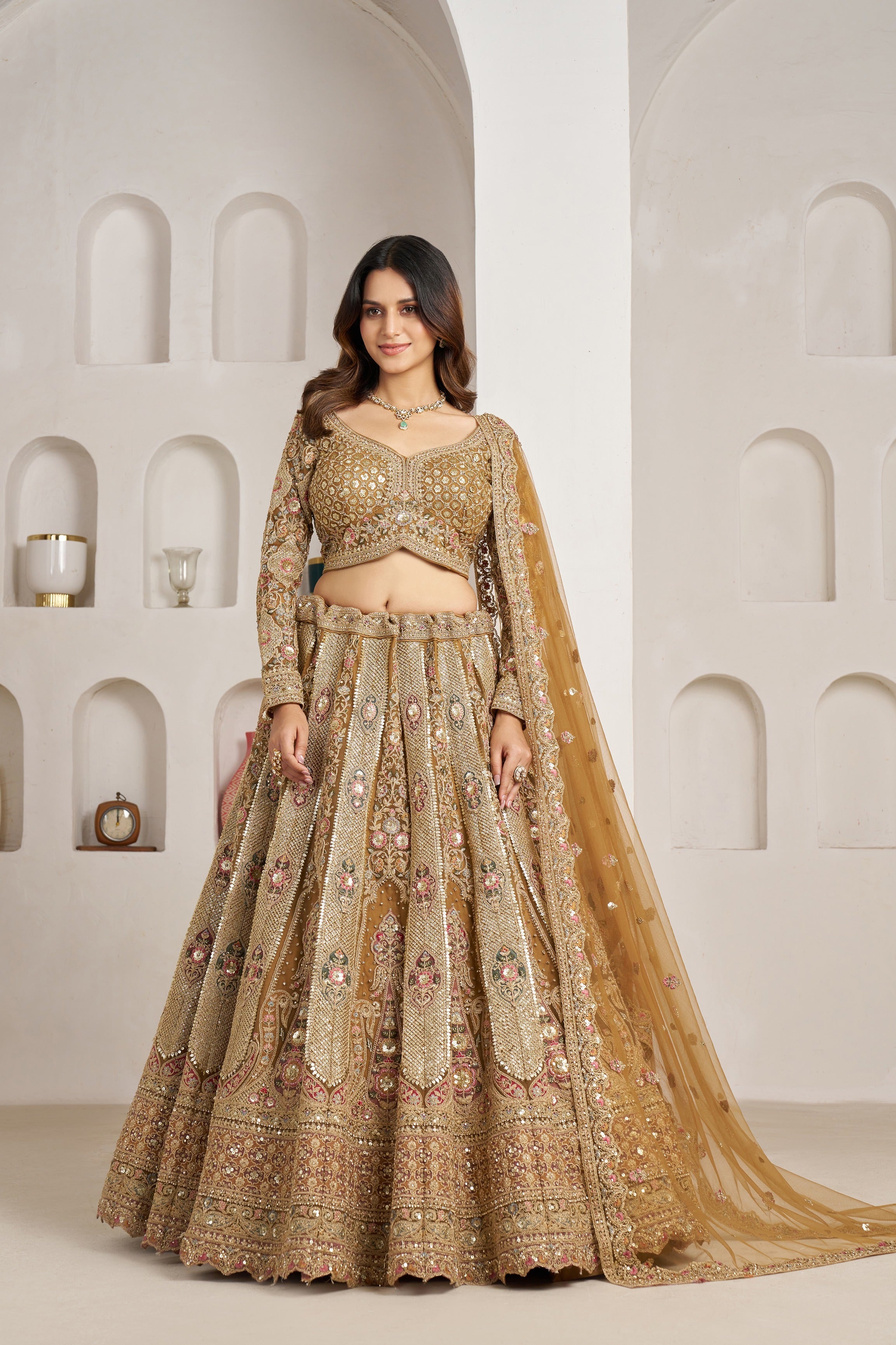 Royal Antique Gold Bridal Lehenga Choli