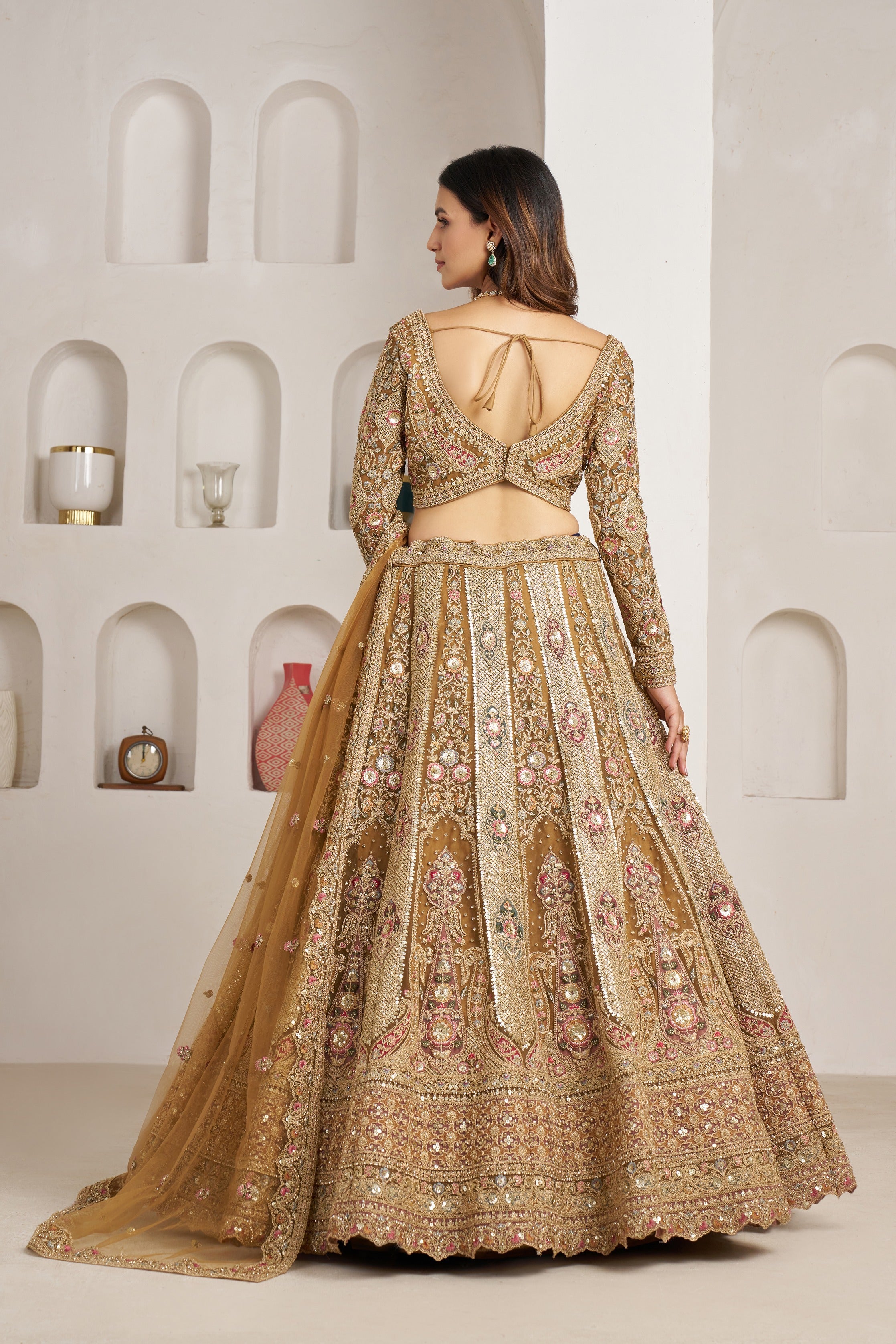 Royal Antique Gold Bridal Lehenga Choli
