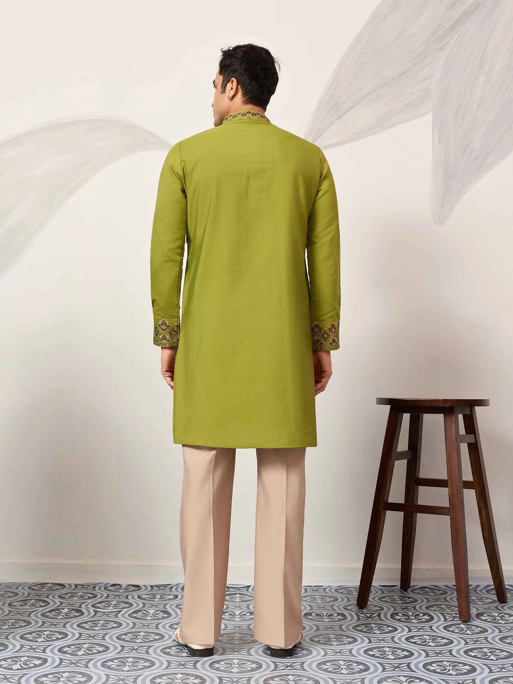 Trendy Green Embroidery Kurta & Dupatta