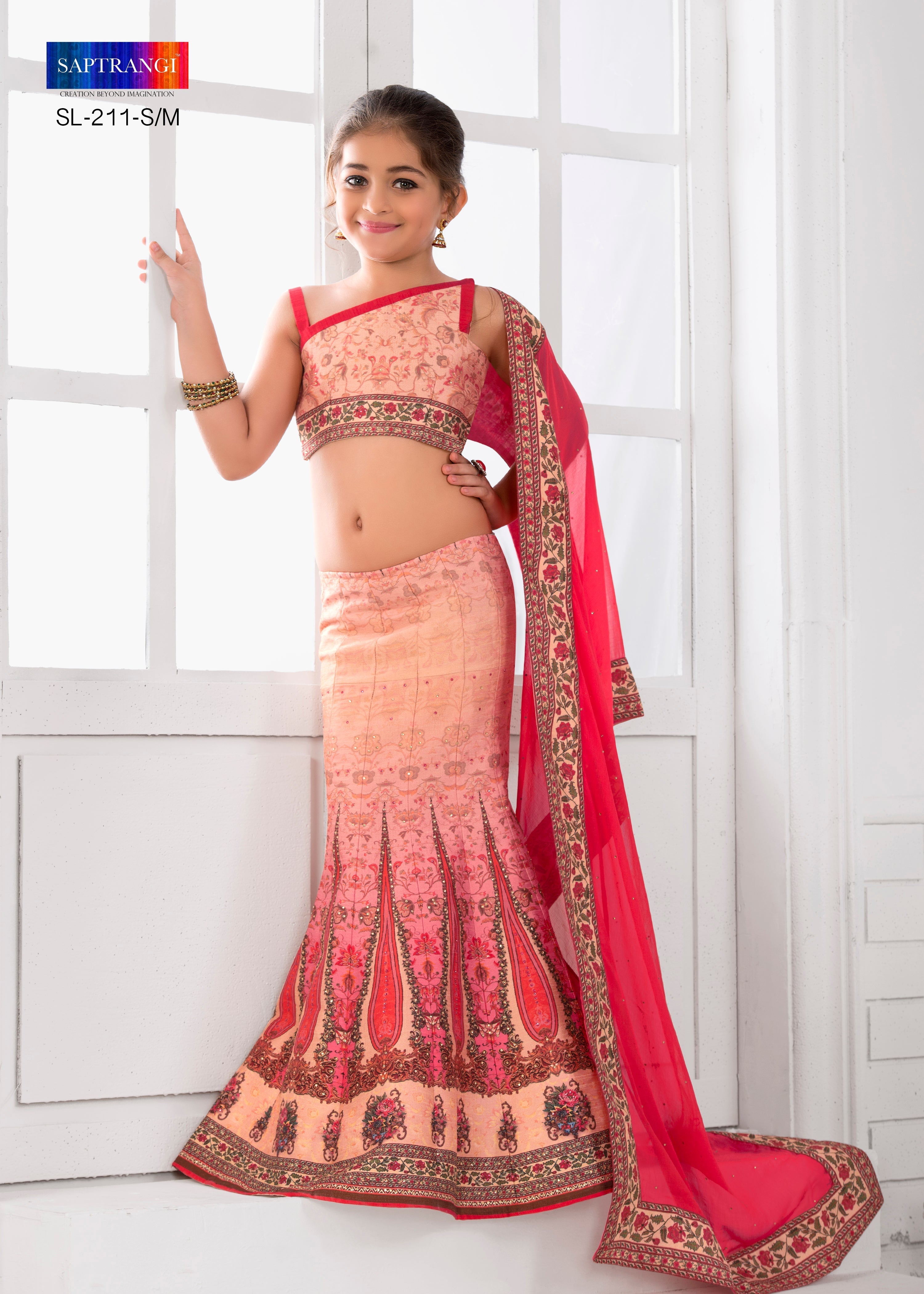 Breezy Blooms Khadi Mono Silk Lehenga for Kids - qivii