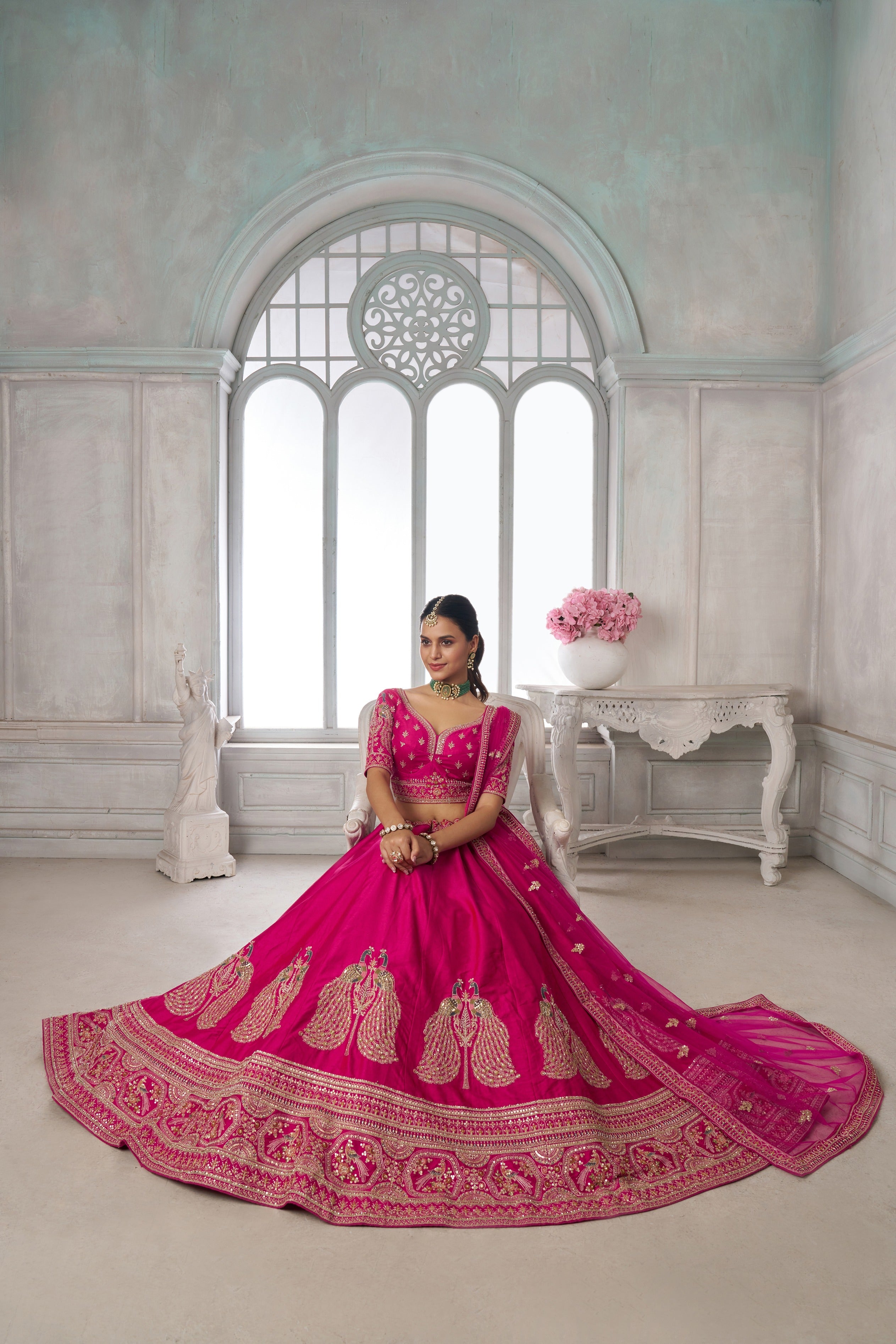 Elegant Embroidered Silk Lehenga Choli Set with Dupatta