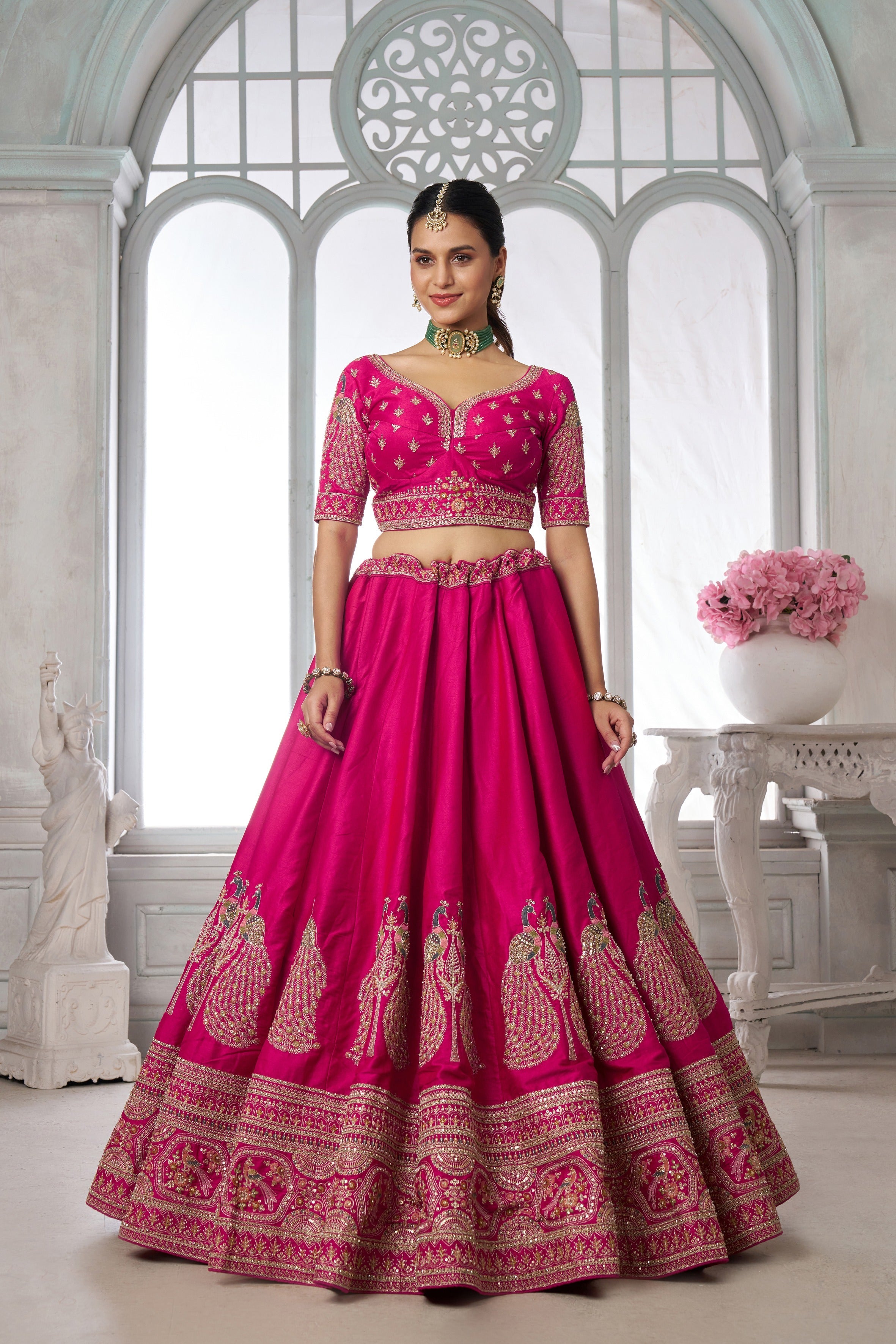 Elegant Embroidered Silk Lehenga Choli Set with Dupatta