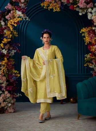 Yellow Modale silk with embroidery work Salwar Suit