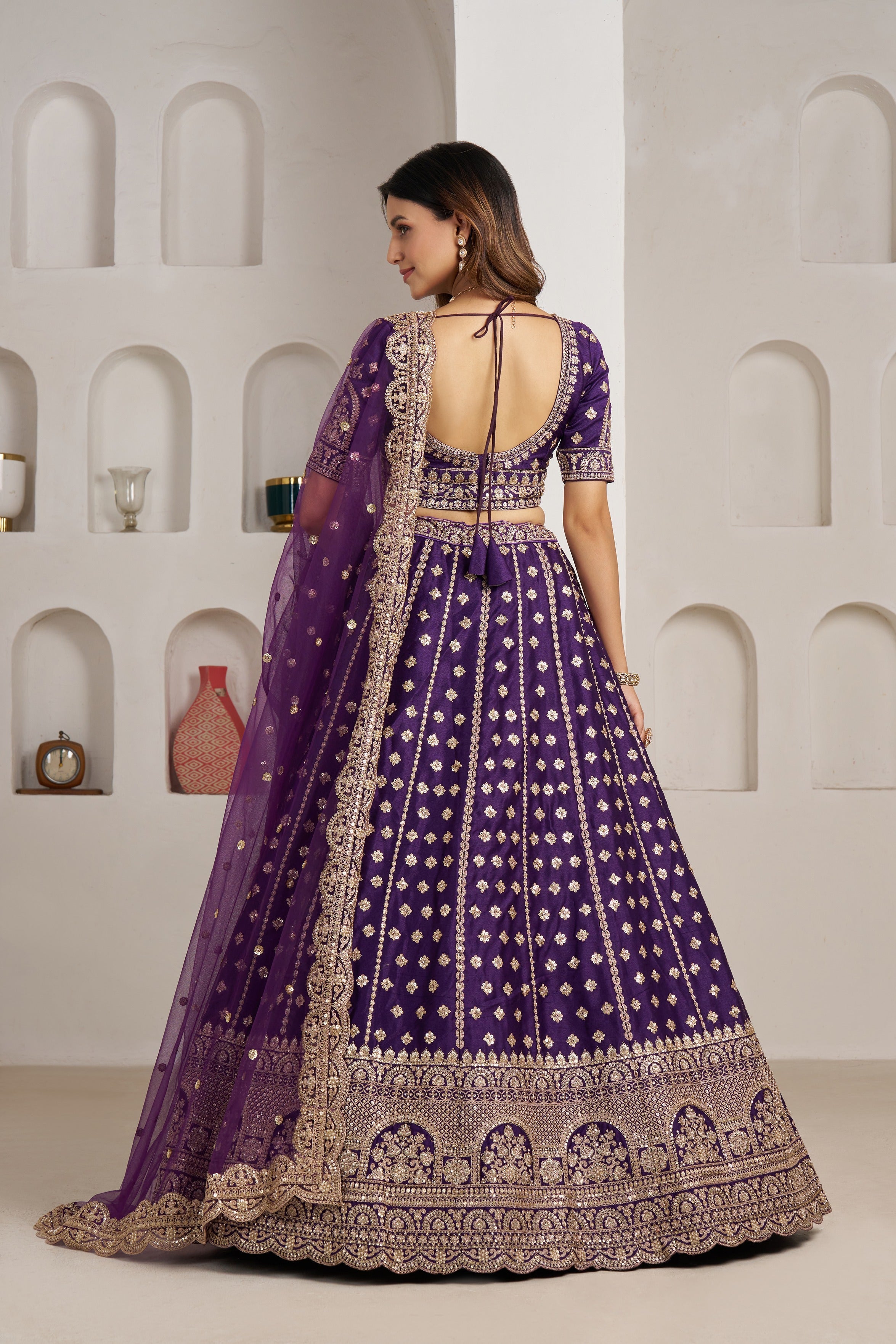 Purple Double Dupatta Bridal Lehenga Collection