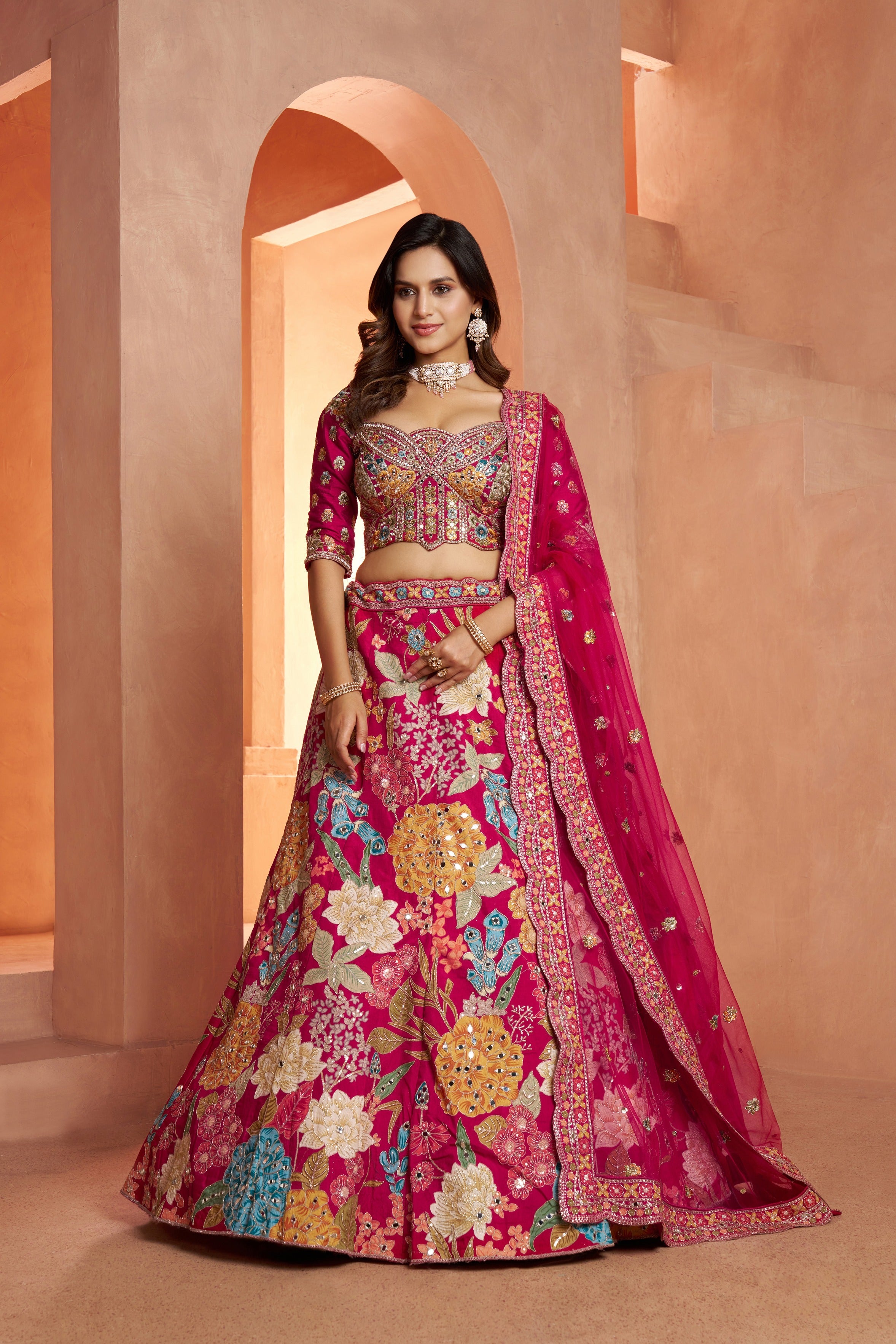 Premium Floral Embroidered Designer Lehenga Choli Set