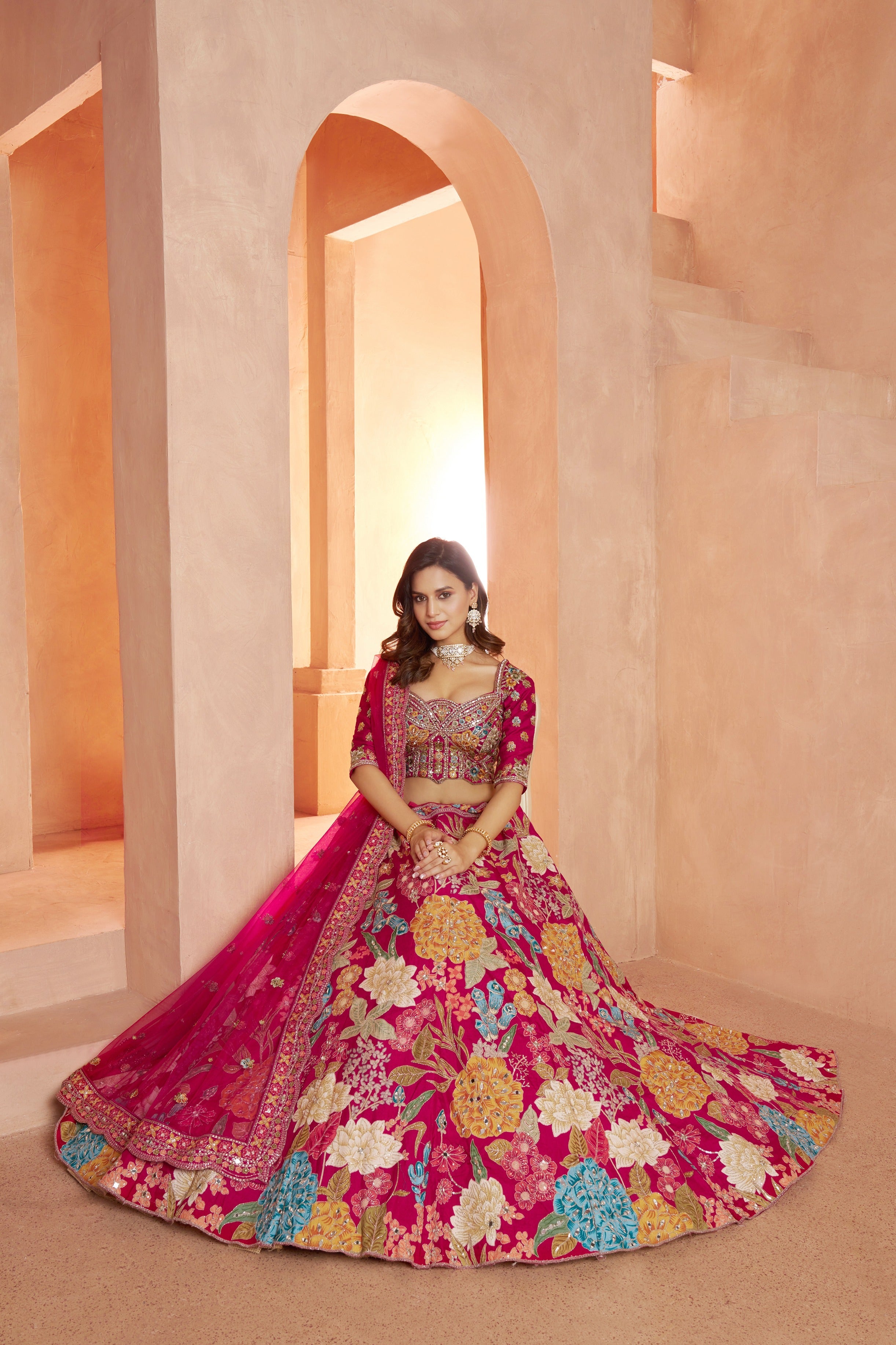 Premium Floral Embroidered Designer Lehenga Choli Set
