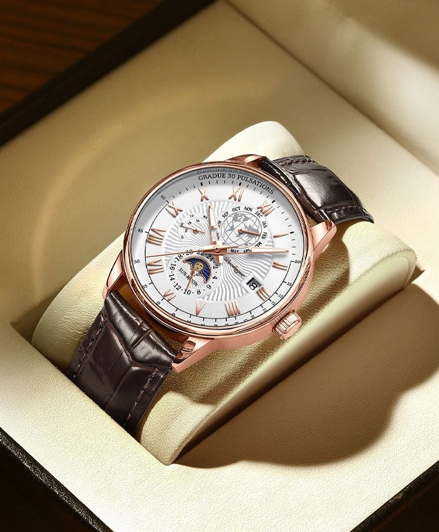 Stijlvolle Luxe Licht Kwarts Horloge - By Qivii