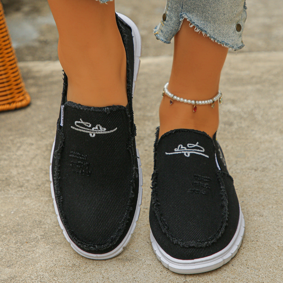 Women's Hazel Washed Canvas Slip-On Shoes - Vintage Casual Comfort Sneakers (US 5-10)