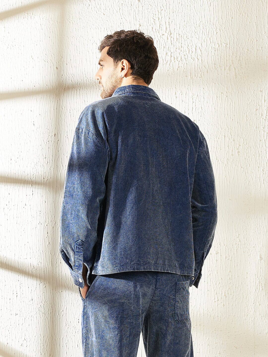 Denim Washed Cord Shacket - qivii