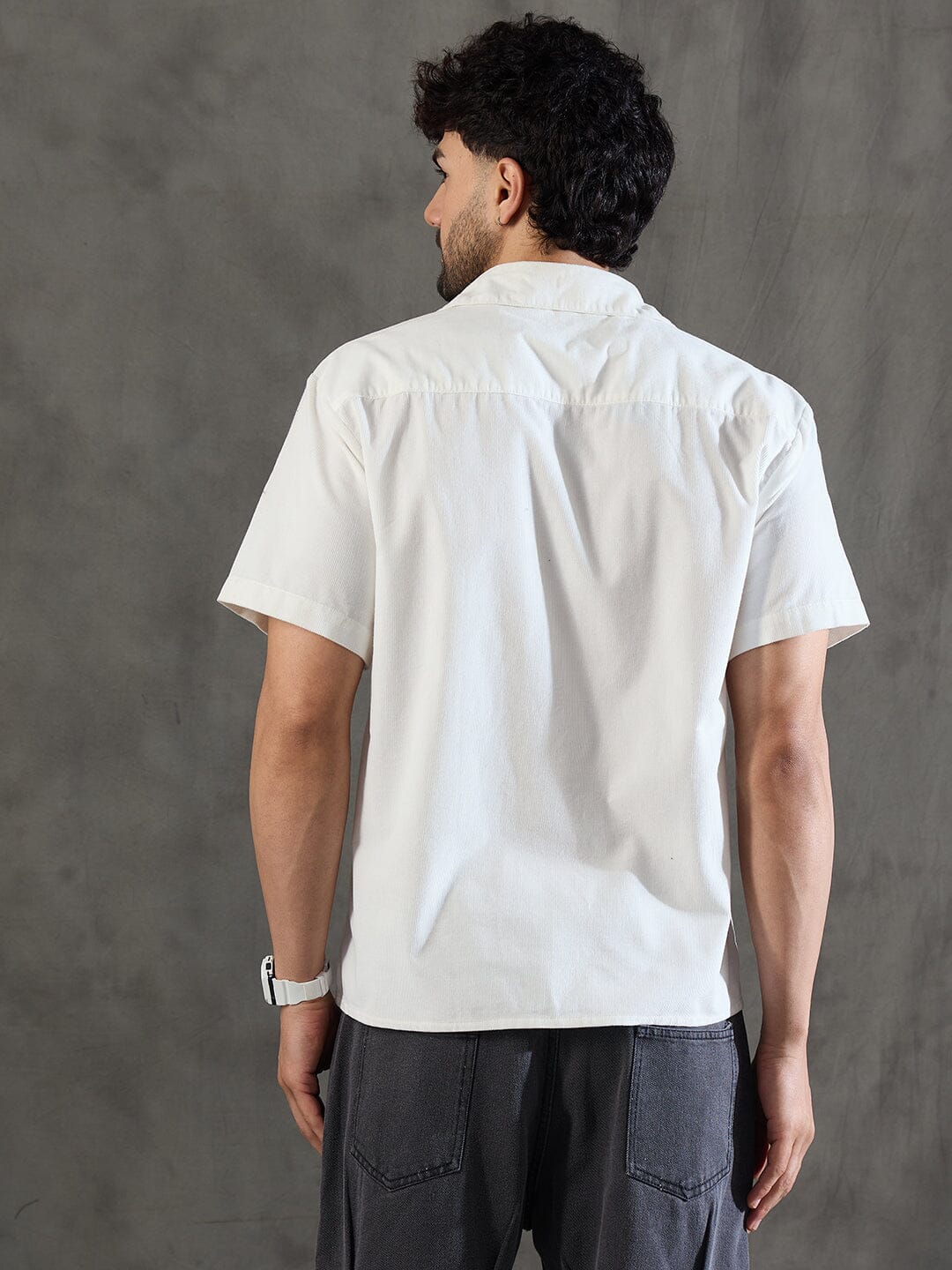 White Corduroy Butterfly Graphic Shirt