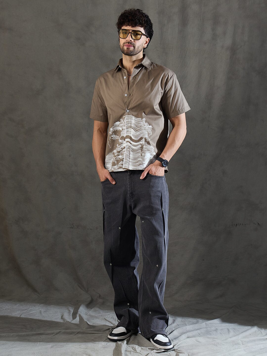 Khaki Socrates Graphic Short Sleeves Shirt