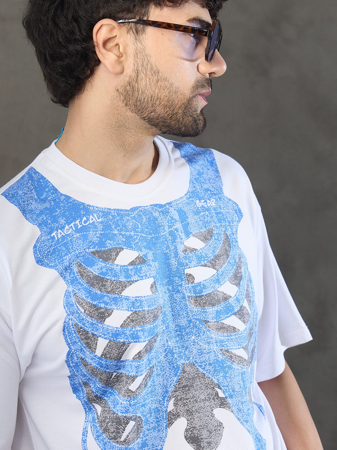 White Rib Cage Graphic Oversized Tshirt