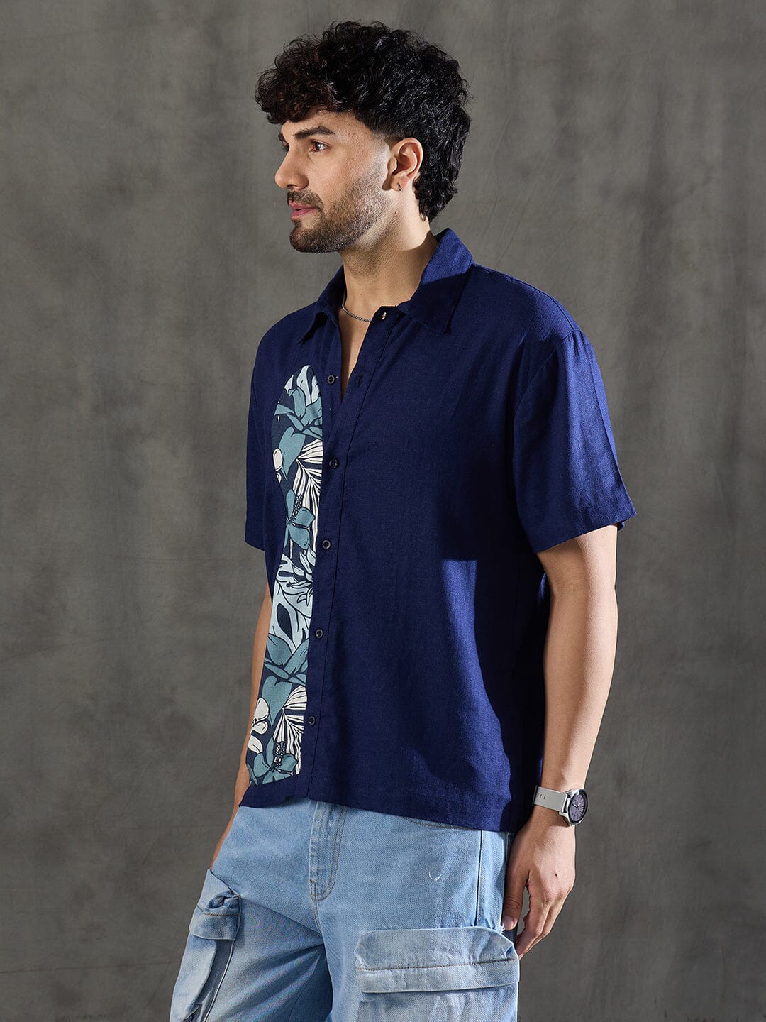 Navy Linen Cut and Sew Shirt