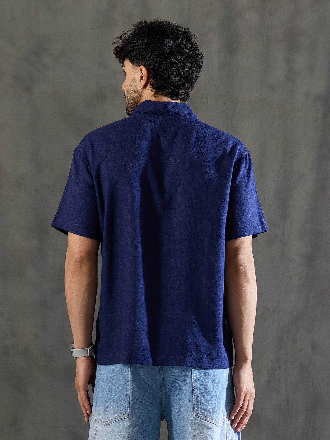 Navy Linen Cut and Sew Shirt