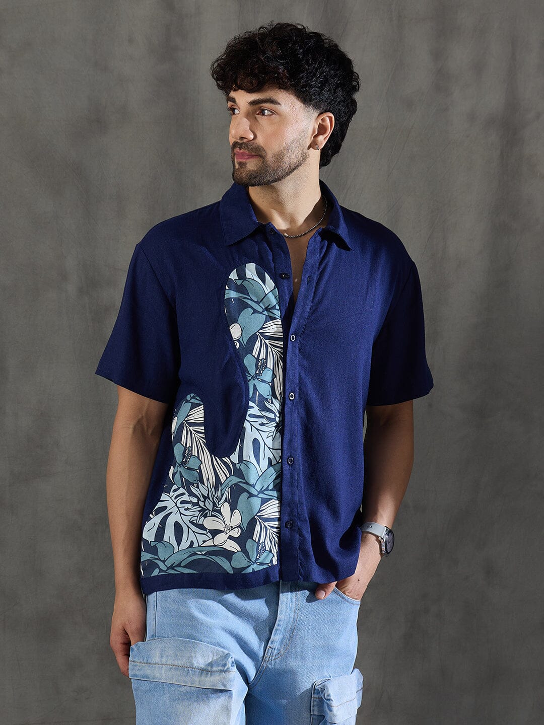 Navy Linen Cut and Sew Shirt