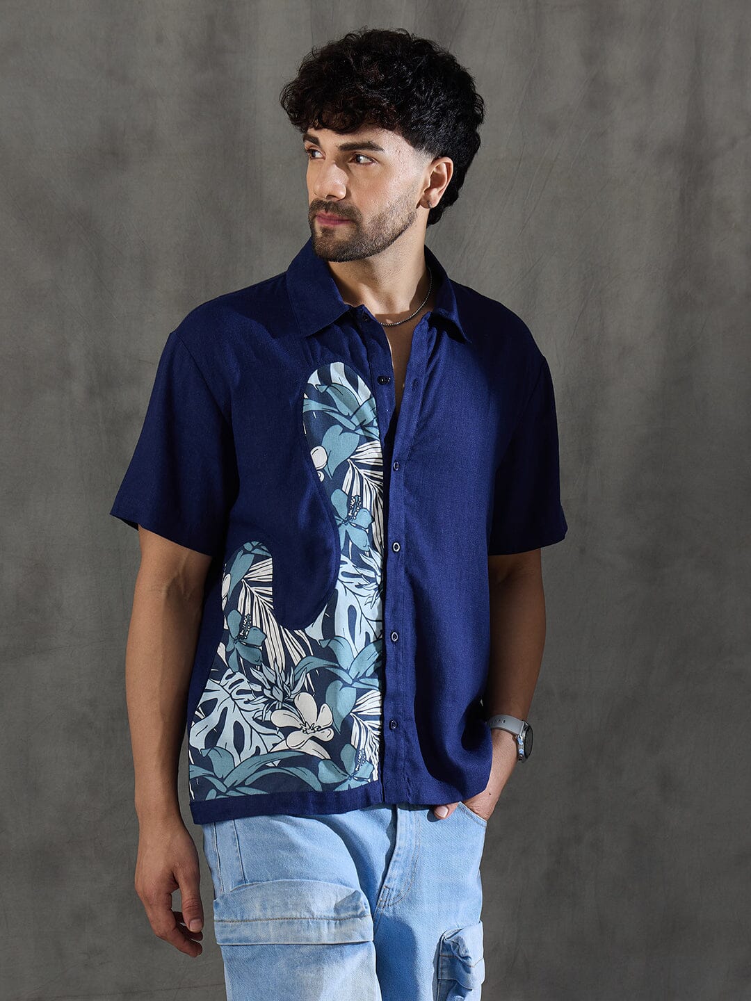 Navy Linen Cut and Sew Shirt