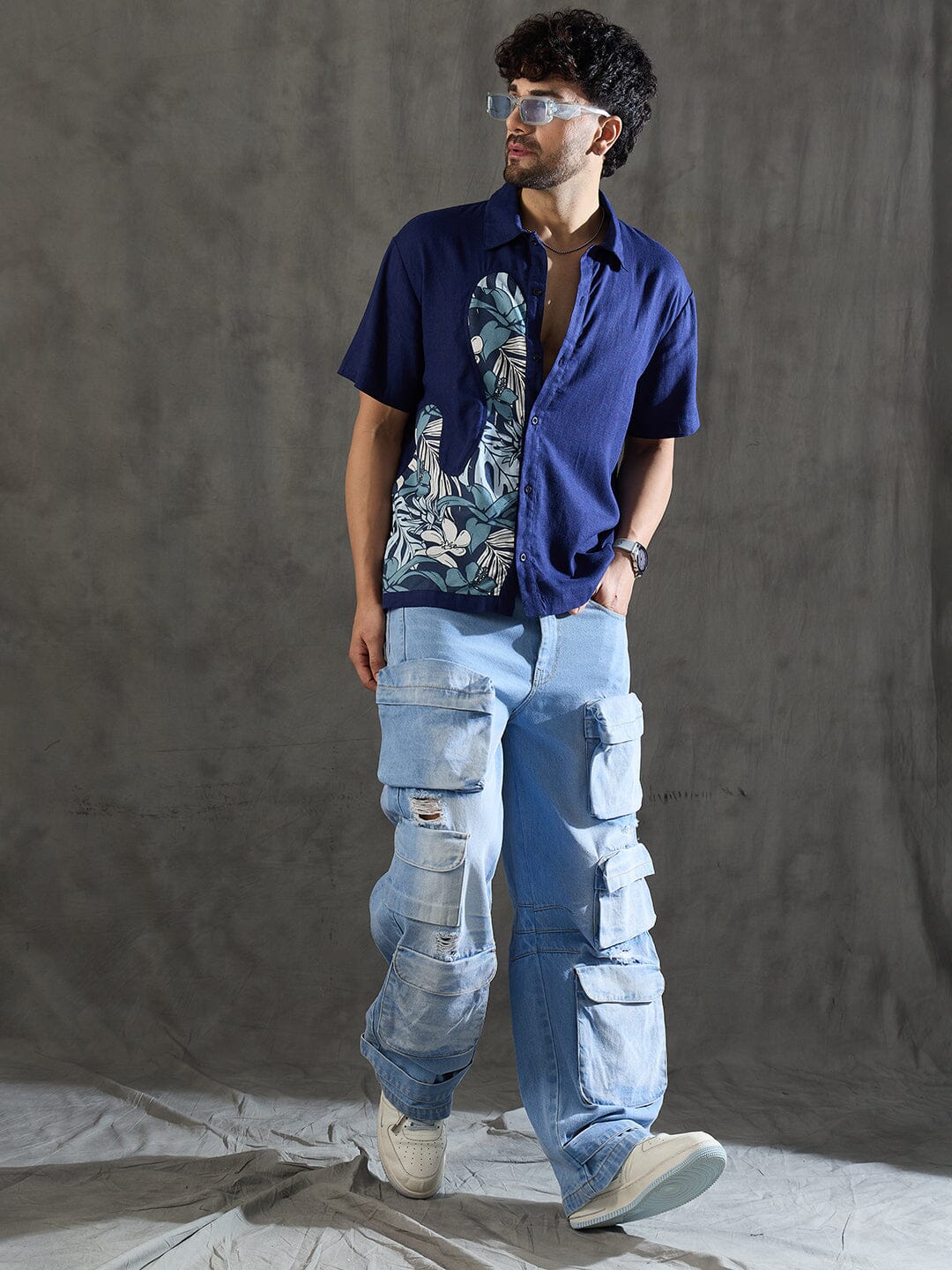 Navy Linen Cut and Sew Shirt