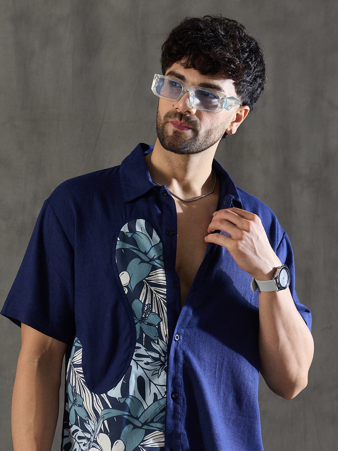 Navy Linen Cut and Sew Shirt