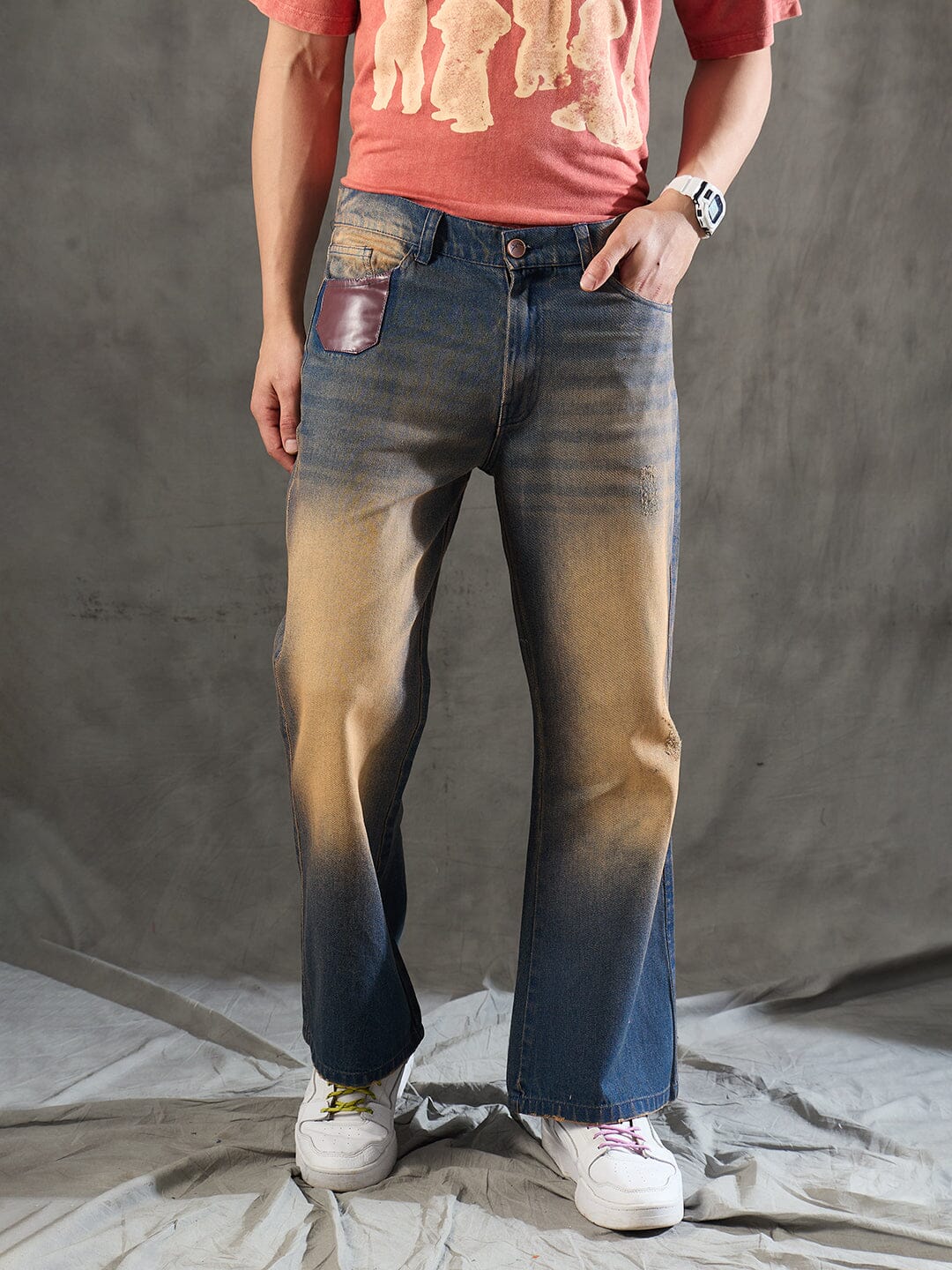 Indigo Super Flared Dusty Cow Boy Denim