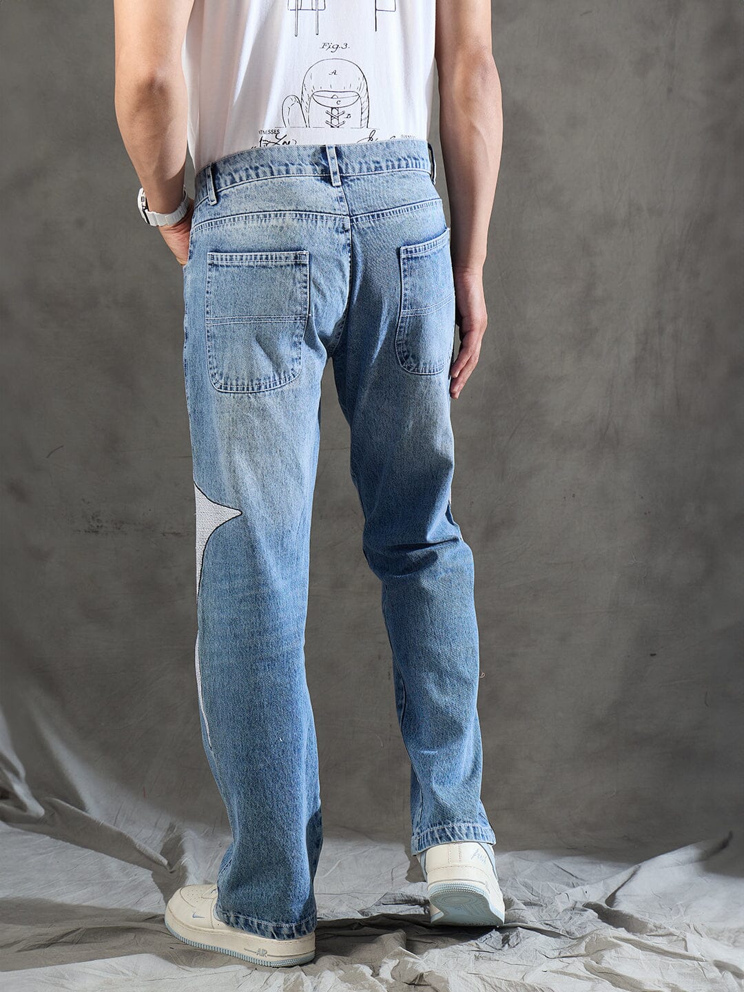 Indigo Y2K Embroidery Straight Fit Denim