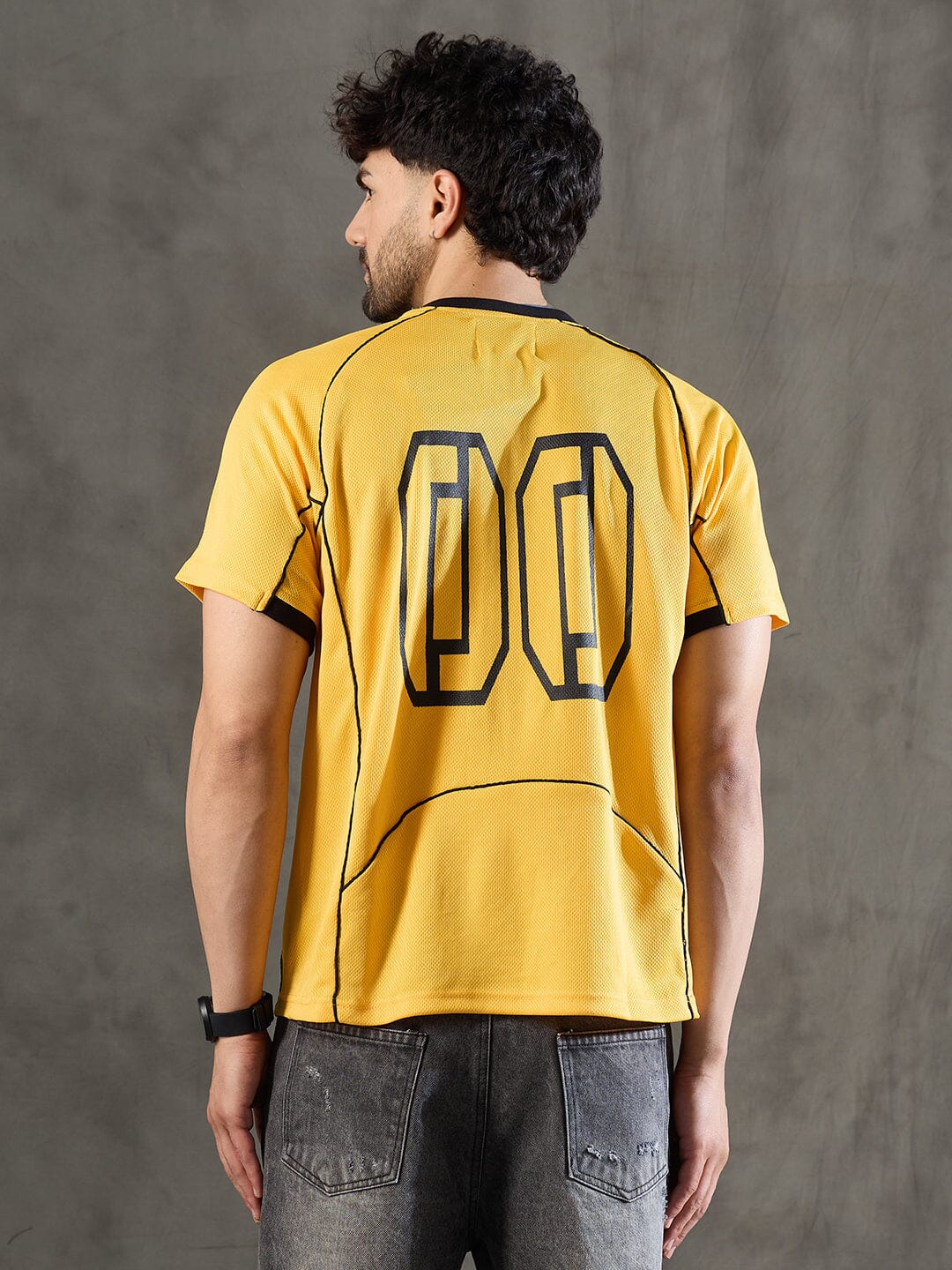 Yellow Cut and Sew Sporty Jersey Tshirt