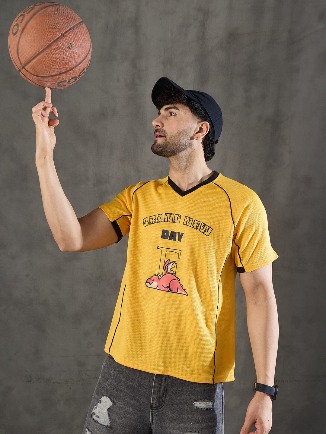 Yellow Cut and Sew Sporty Jersey Tshirt