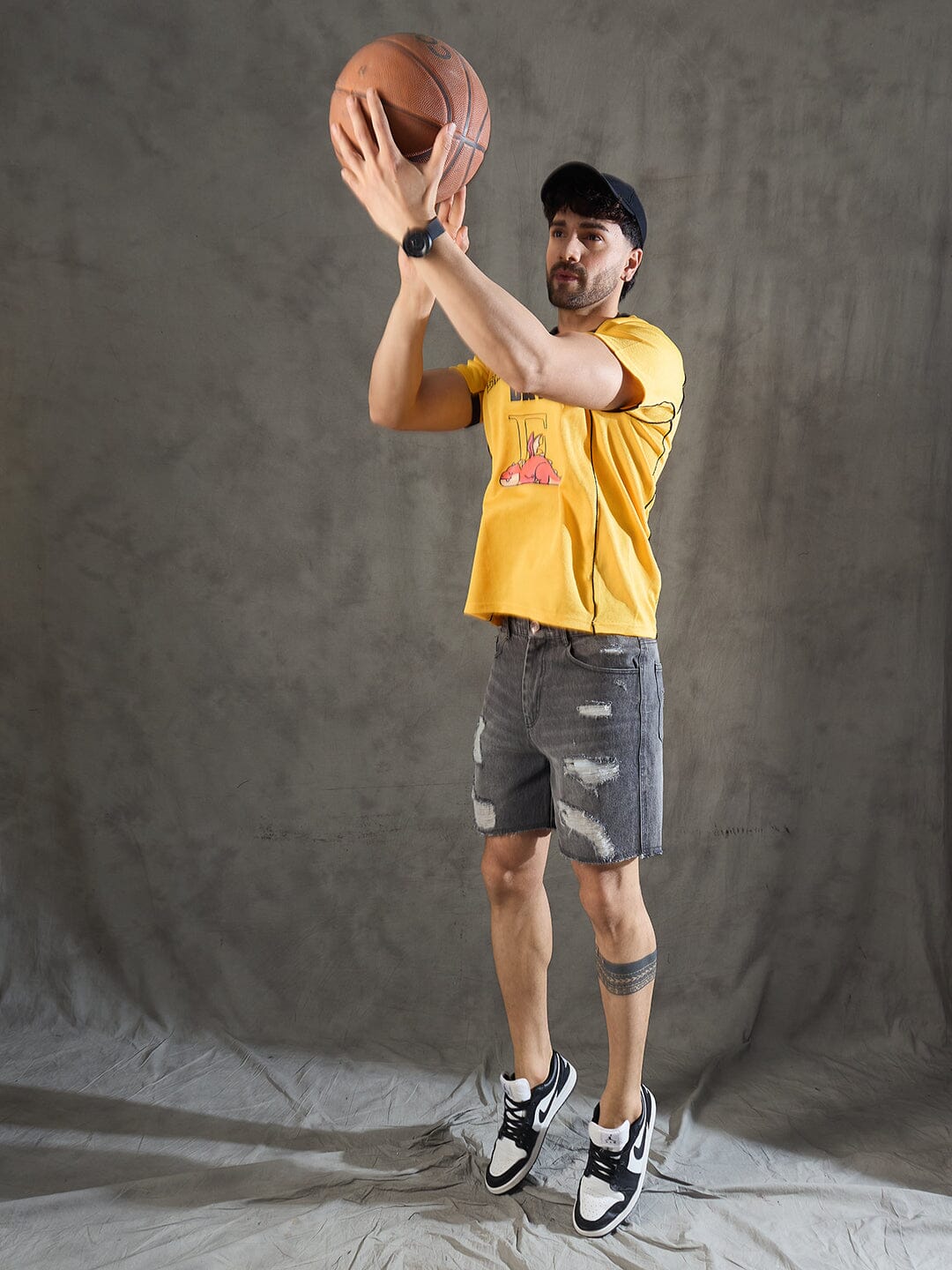 Yellow Cut and Sew Sporty Jersey Tshirt