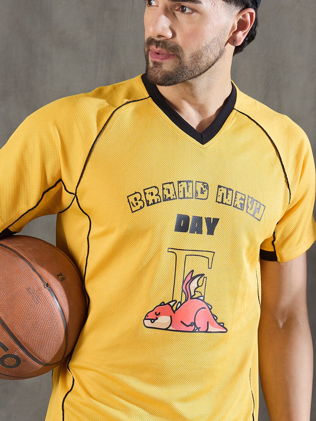 Yellow Cut and Sew Sporty Jersey Tshirt