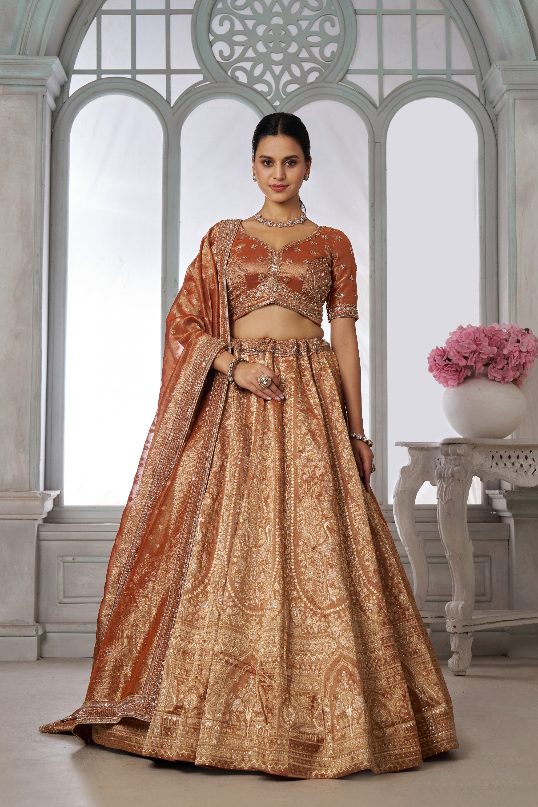 Rust Royal Heritage Lehenga