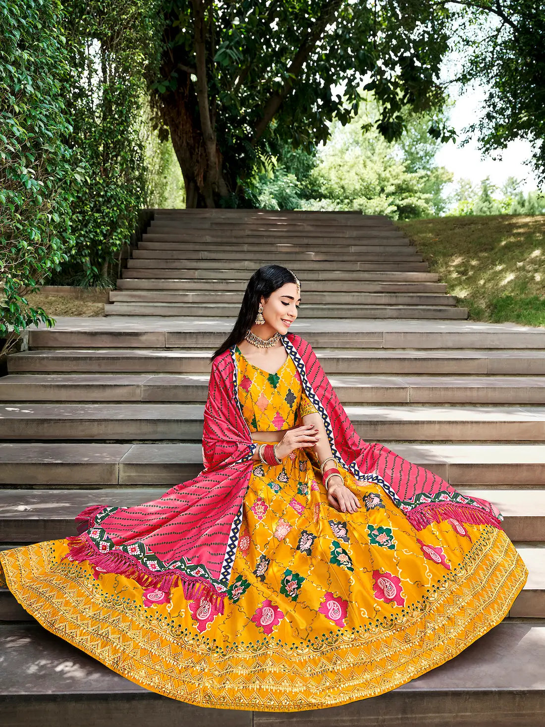 Honey Yellow Silk Thread with Sequence Embroidery Work Lehenga Choli | Ready To Wear - qivii