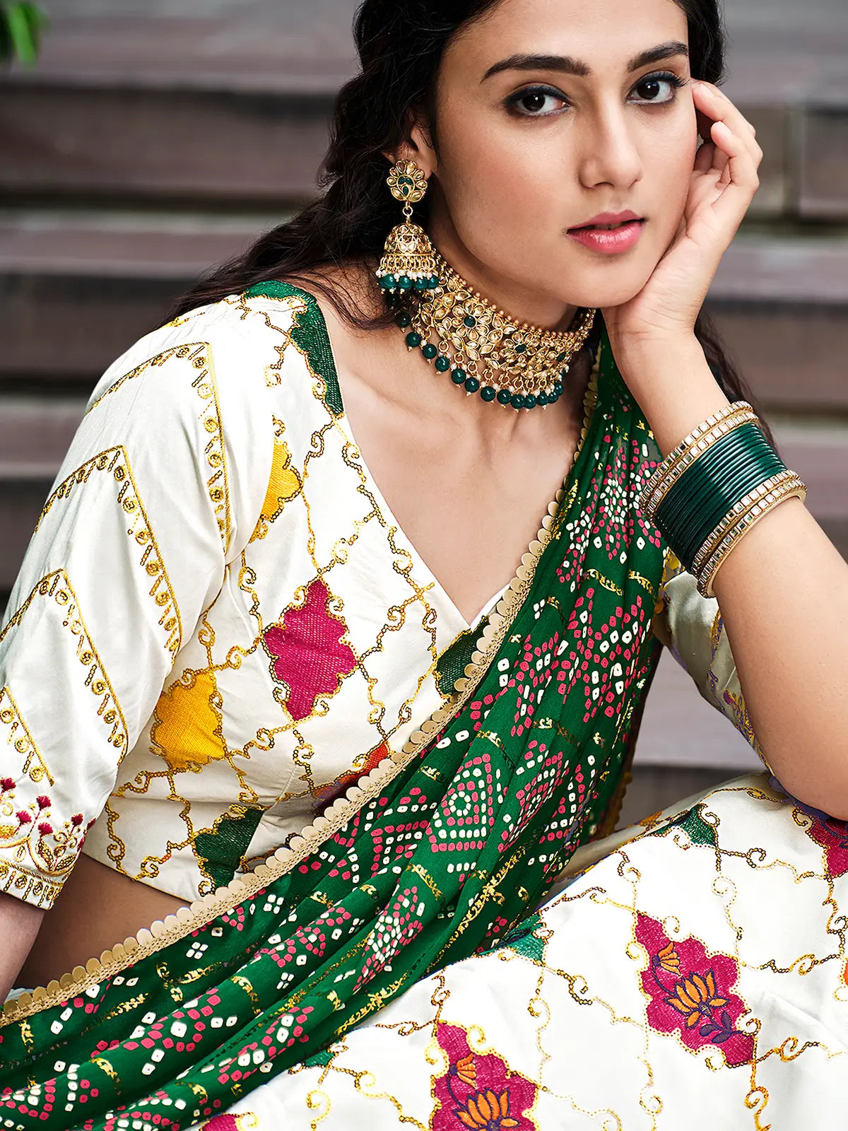 Pearl White Silk Thread with Sequence Embroidery Work Lehenga Choli | Ready To Wear - qivii