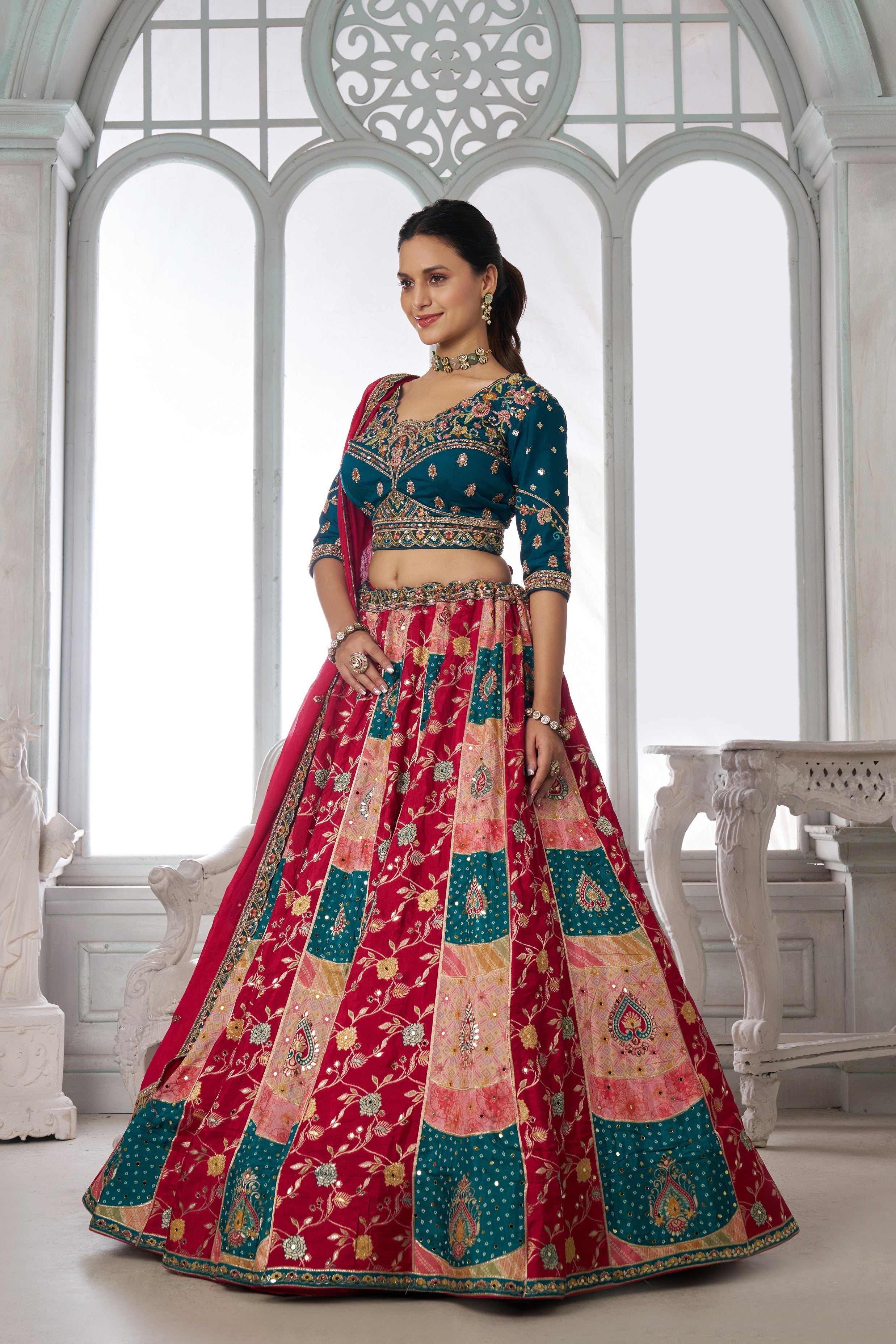 Designer Multi-Color Lehenga Choli with Embroidered Blouse