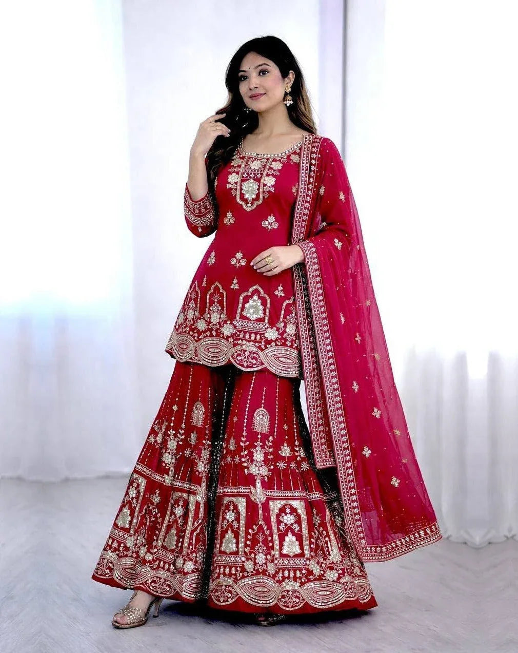 Rani Pink Georgette Embroidery Salwar Suit
