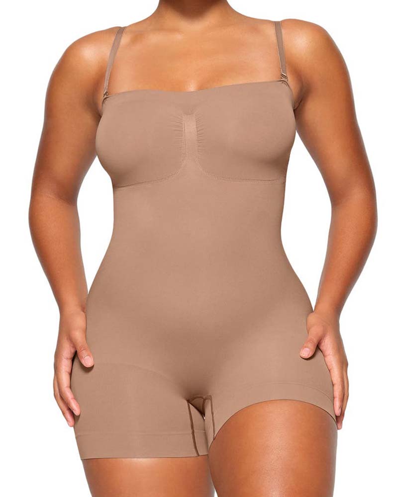 Slimming Sleeveless Bodysuit With Removable Shoulder Strap - By Qivii
