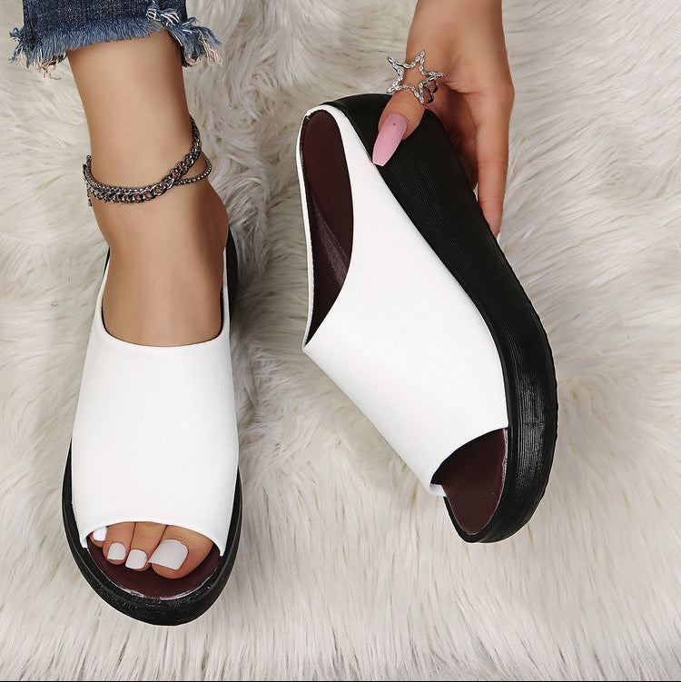Women's Elowen Peep-Toe Platform Wedge Slide Sandals - Elevated Summer Comfort Slides (US 4-11)