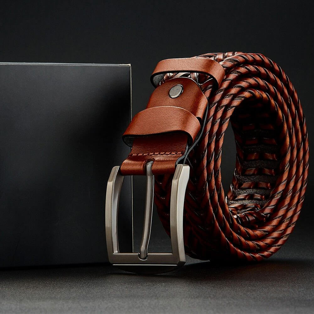 Braided Genuine Leather Belt - By Qivii