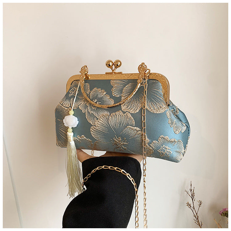 Women's Vintage Satin Mini Crossbody Bag - Retro Silk Handheld Purse - Petite, Elegant & Versatile