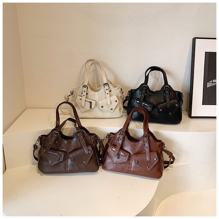 Women's Road Rebel Tote - Retro Moto-Inspired Convertible Carryall with Industrial Hardware