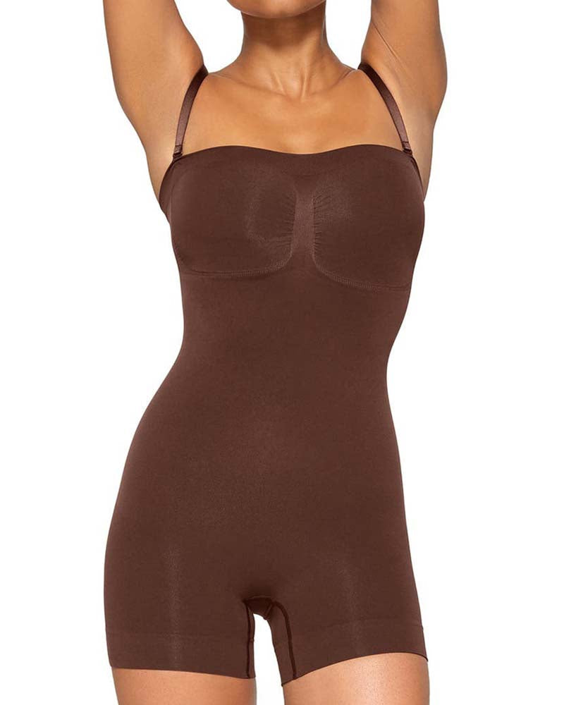 Slimming Sleeveless Bodysuit With Removable Shoulder Strap - By Qivii