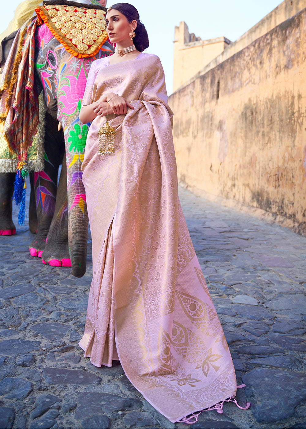 Light Lavender Purple Soft Handloom Weave Kanjivaram Silk Saree : Top Pick - qivii