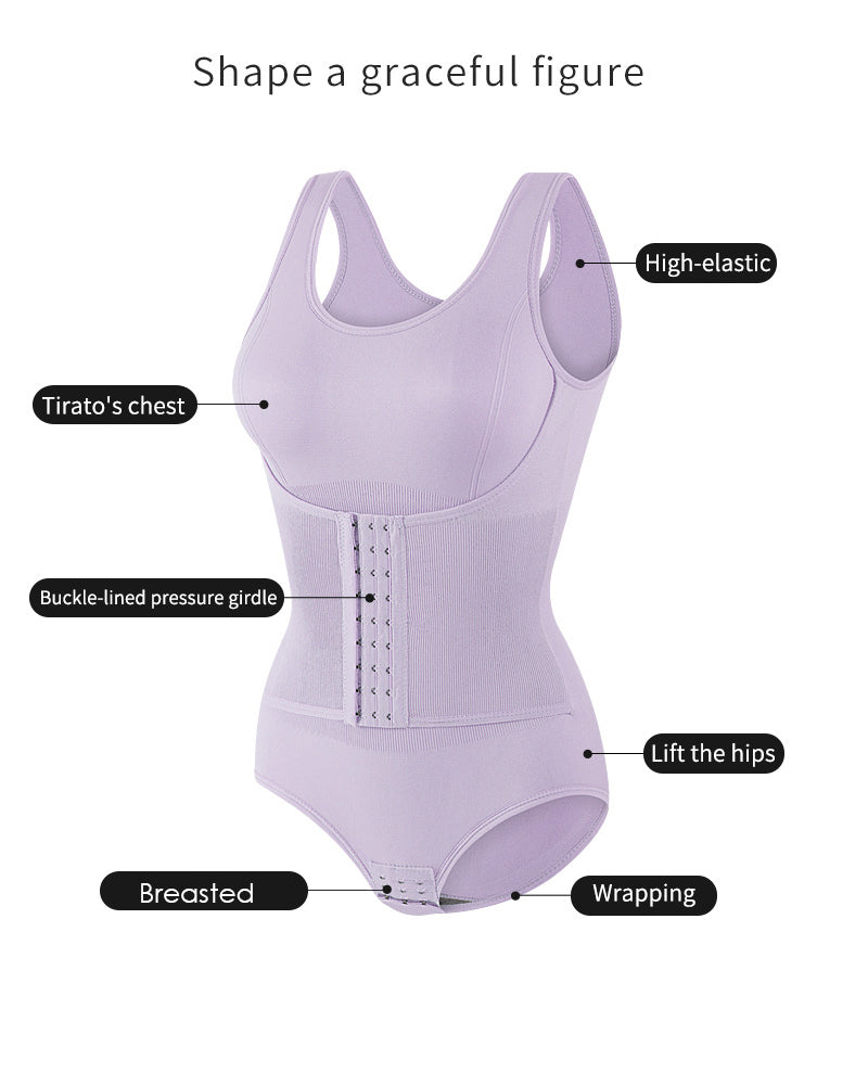 2 in 1 Seamless Double Tummy Control Corset Bodysuit Scoop Neck Tank Top Shapewear - By Qivii