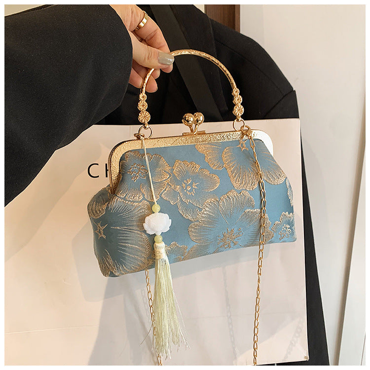 Women's Vintage Satin Mini Crossbody Bag - Retro Silk Handheld Purse - Petite, Elegant & Versatile