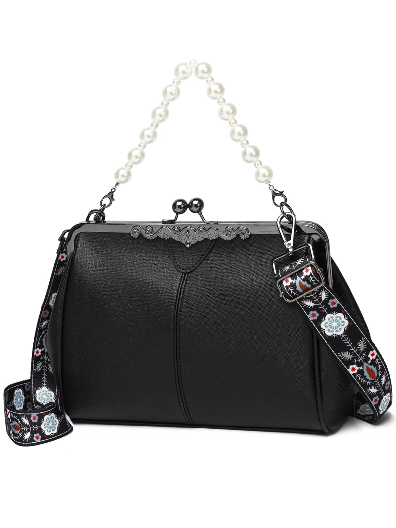 Women's British Vintage Oversized Bag – Multi-Way Shoulder/Tote Bag with Clip Closure