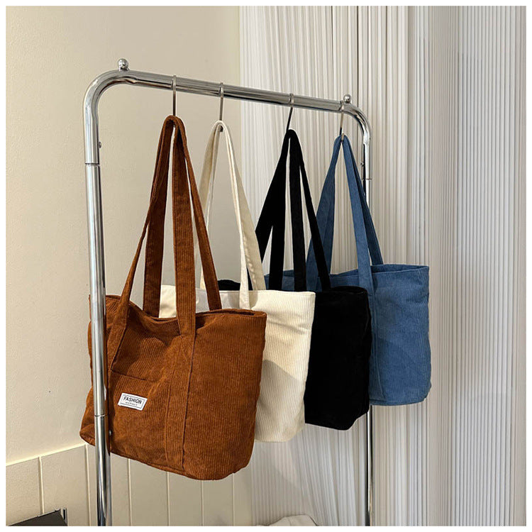 Women's Corduroy Tote Bag | Stylish & Minimalist Large-Capacity Shoulder Bag for Commuting