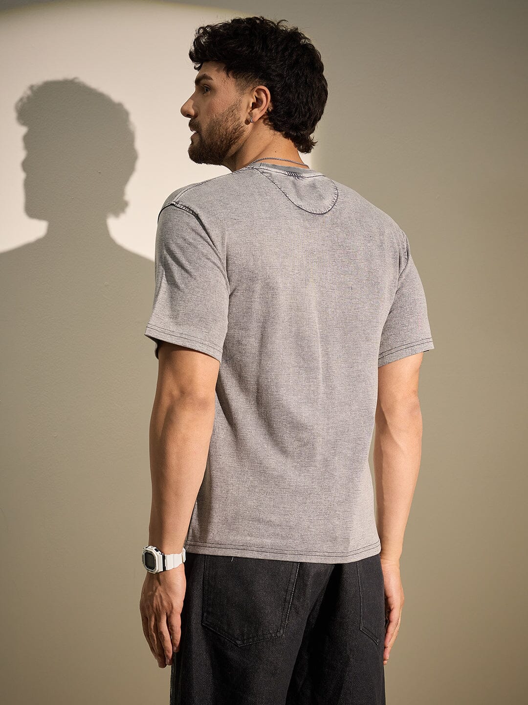 Acid Grey Container Graphic Oversized Tshirt